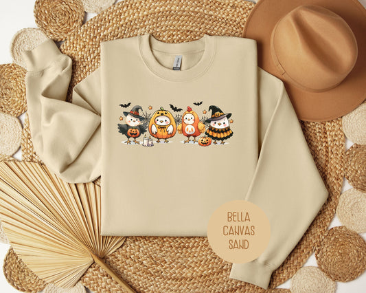 Chickens in Halloween Costumes Sweatshirt-0